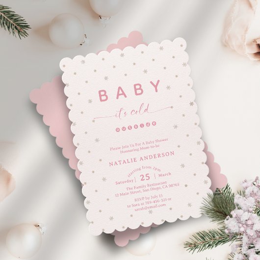 Winter Zacht Roze Het is Koud Buiten Baby shower Kaart