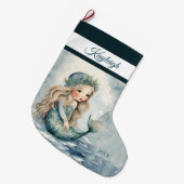 Winter Zeemeermin Meisje Grote Kerstkous Grote Kerstsok (Voorkant (Hangend))