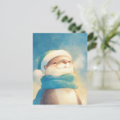 Winter Zeeotter Blauwe Sjaal Briefkaart (Staand voorkant)