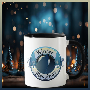 Winter Zegeningen Wolf en Moon Badge Mok