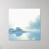Winter Zen: Foggy Lake Balance Canvas Afdruk (Voorkant)