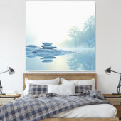 Winter Zen: Foggy Lake Balance Canvas Afdruk (Insitu (Slaapkamer))