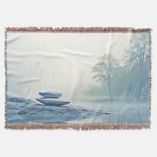 Winter Zen: Foggy Lake Balance Deken (Voorkant)
