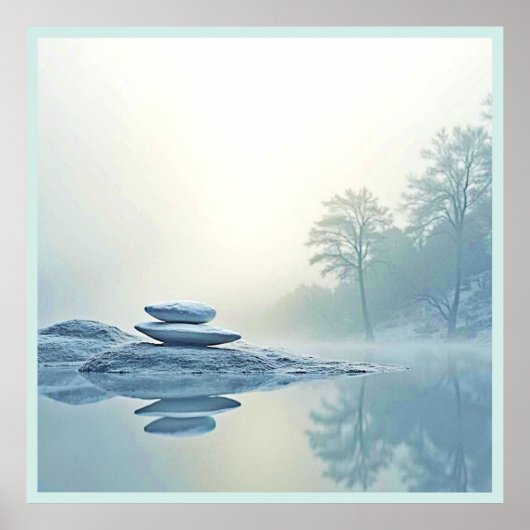 Winter Zen: Foggy Lake Balance Poster (Voorkant)