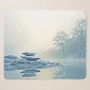 Winter Zen: Foggy Lake Balance Sherpa Deken