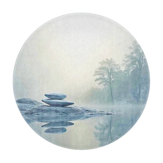 Winter Zen: Foggy Lake Balance Snijplank (Voorkant)