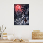Winter Zen Reis: Rode Maan Tempel Poster (Keuken)