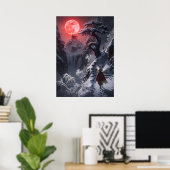 Winter Zen Reis: Rode Maan Tempel Poster (Thuiskantoor)