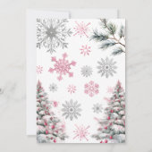 Winter Zeventig Verjaardag Uitnodiging, Roze Winte Kaart (Achterkant)