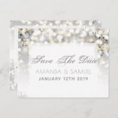 Winter Zilver en Gouden Sparkle Save The Date Aankondigingskaart (Voorkant / Achterkant)