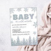 Winter Zilver Glitter Baby Shower Koud Buiten Kaart