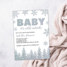 Winter Zilver Glitter Baby Shower Koud Buiten