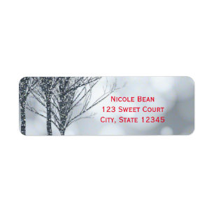 Winter Zilver Glitter Bomen Vakantie Winter Bruilo Etiket