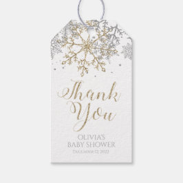 Winter Zilver Goud Sneeuwvlok Baby Shower Favor Ta Cadeaulabel
