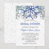 Winter Zilver Marineblauwe Sneeuwvlokken Bruiloft  Kaart (Voorkant / Achterkant)