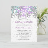 Winter Zilver Paars Blue Snowflakes Weddenschap Kaart (Staand voorkant)