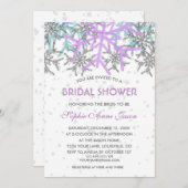 Winter Zilver Paars Blue Snowflakes Weddenschap Kaart (Voorkant / Achterkant)