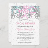 Winter Zilver Roze Blauwe Sneeuwvlokken Bruidsdouc Kaart (Voorkant / Achterkant)