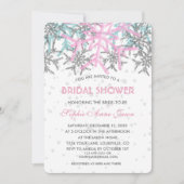 Winter Zilver Roze Blauwe Sneeuwvlokken Bruidsdouc Kaart (Voorkant)