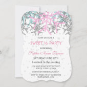 Winter Zilver Roze Blauwe Sneeuwvlokken SWEET 16 Kaart (Voorkant)