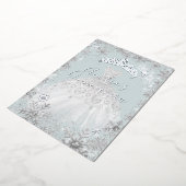 Winter Zilveren Blauwe Sneeuwvlok Quinceanera Folie Uitnodiging (Gedraaid)