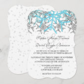 Winter Zilveren Blauwe Sneeuwvlokken bruiloft Kaart (Voorkant / Achterkant)