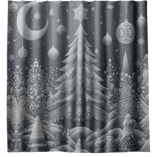 Winter Zilveren Douchegordijn (Voorkant)