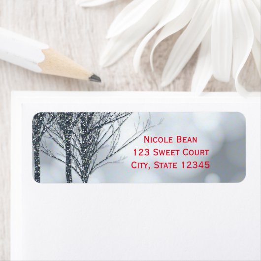 Winter Zilveren Glitter Bomen Vakantie Winter Brui Etiket (Insitu)