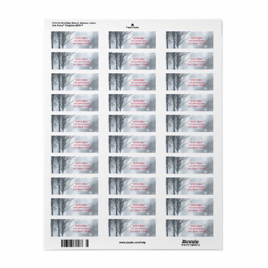 Winter Zilveren Glitter Bomen Vakantie Winter Brui Etiket (Full Sheet)