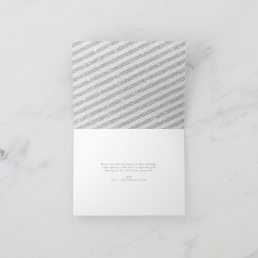 Winter Zilveren Glitter Sneeuwvlok Dank u Foto Bedankkaart (Binnen)