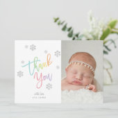 Winter Zilveren Glitter Sneeuwvlok Dank u Foto Kaart (Staand voorkant)