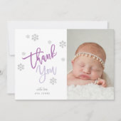 Winter Zilveren Glitter Sneeuwvlok Dank u Foto Kaart (Voorkant)