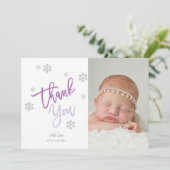 Winter Zilveren Glitter Sneeuwvlok Dank u Foto Kaart (Staand voorkant)