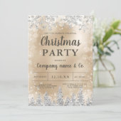 Winter zilveren sneeuw grenen goud corporate Kerst Kaart (Staand voorkant)