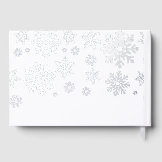 Winter Zilveren Sneeuwvlokken Bruiloft Gastenboek (Achterkant)