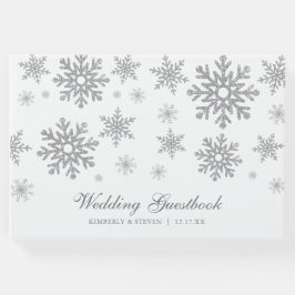 Winter Zilveren Sneeuwvlokken Bruiloft Gastenboek