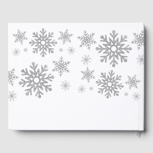 Winter Zilveren Sneeuwvlokken Bruiloft Gastenboek (Achterkant)