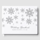 Winter Zilveren Sneeuwvlokken Bruiloft Gastenboek (Voorkant)