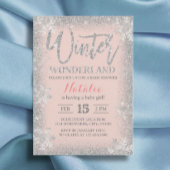 Winter Zilveren Sneeuwvlokken Roze Baby Shower Kaart
