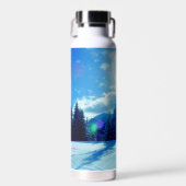 Winter zon besneeuwd alpine landschap waterfles (Voorkant)