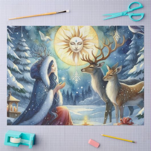 Winter Zonnewende Godin Bos-Herten tissue papier (Craft)