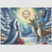 Winter Zonnewende Godin Bos-Herten tissue papier (Voorkant)