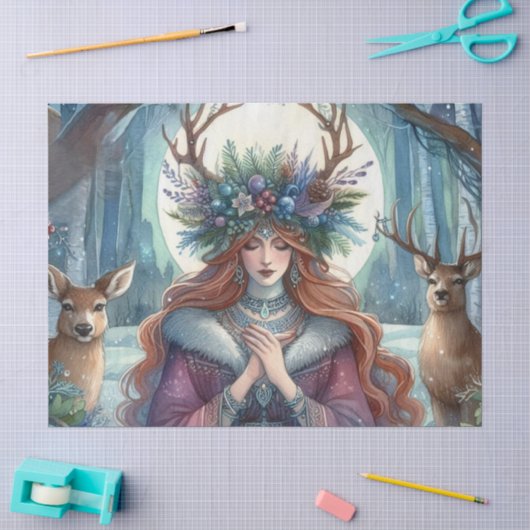 Winter Zonnewende Godin Bos-Thema tissuepapier (Craft)