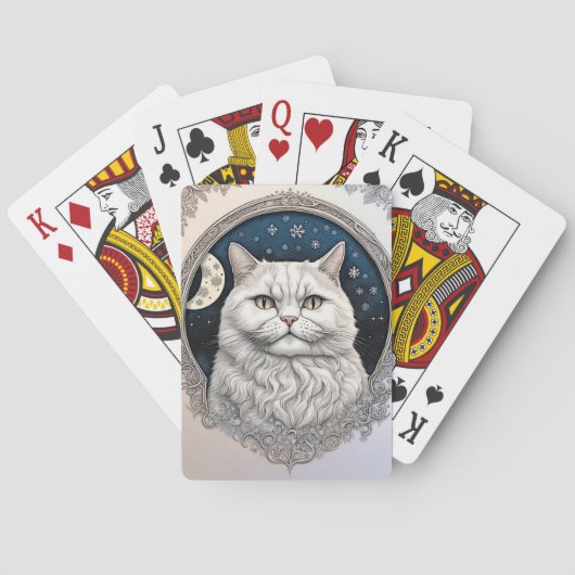 Winter Zonnewende Kat  Pokerkaarten (Achterkant)