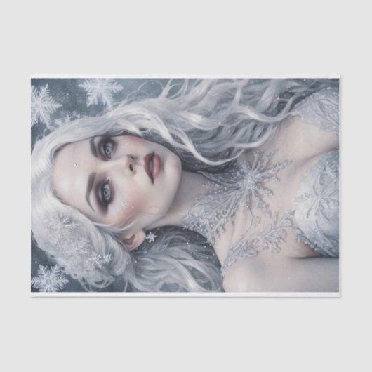 Winter zonnewende Koningin Zilver Haar Koude Decou Tissuepapier (Voorkant)