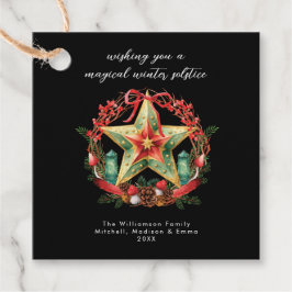 Winter zonnewende krans ster Kerstmis Yule Bedankjes Labels