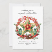 Winter zonnewende krans ster Kerstmis Yule Feestdagenkaart (Voorkant)