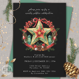 Winter zonnewende krans ster Kerstmis Yule Kaart