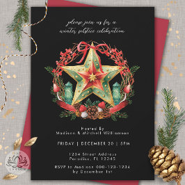 Winter zonnewende krans ster Kerstmis Yule Kaart