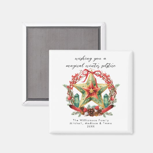 Winter zonnewende krans ster Kerstmis Yule Magneet (Voorkant / Achterkant)